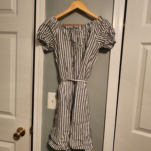Saks Fifth Avenue Blue and White Striped Mini Dress